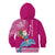 Hawaii Mele Kalikimaka Kid Hoodie Santa Riding The DolPhin Mix Kakau Pattern Pink Style LT03 - Polynesian Pride