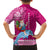 Custom Hawaii Mele Kalikimaka Family Matching Long Sleeve Bodycon Dress and Hawaiian Shirt Santa Riding The DolPhin Mix Kakau Pattern Pink Style LT03 - Polynesian Pride