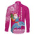 Custom Hawaii Mele Kalikimaka Family Matching Long Sleeve Bodycon Dress and Hawaiian Shirt Santa Riding The DolPhin Mix Kakau Pattern Pink Style LT03 - Polynesian Pride