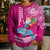 Custom Hawaii Mele Kalikimaka Kid Ugly Christmas Sweater Santa Riding The DolPhin Mix Kakau Pattern Pink Style LT03 - Polynesian Pride