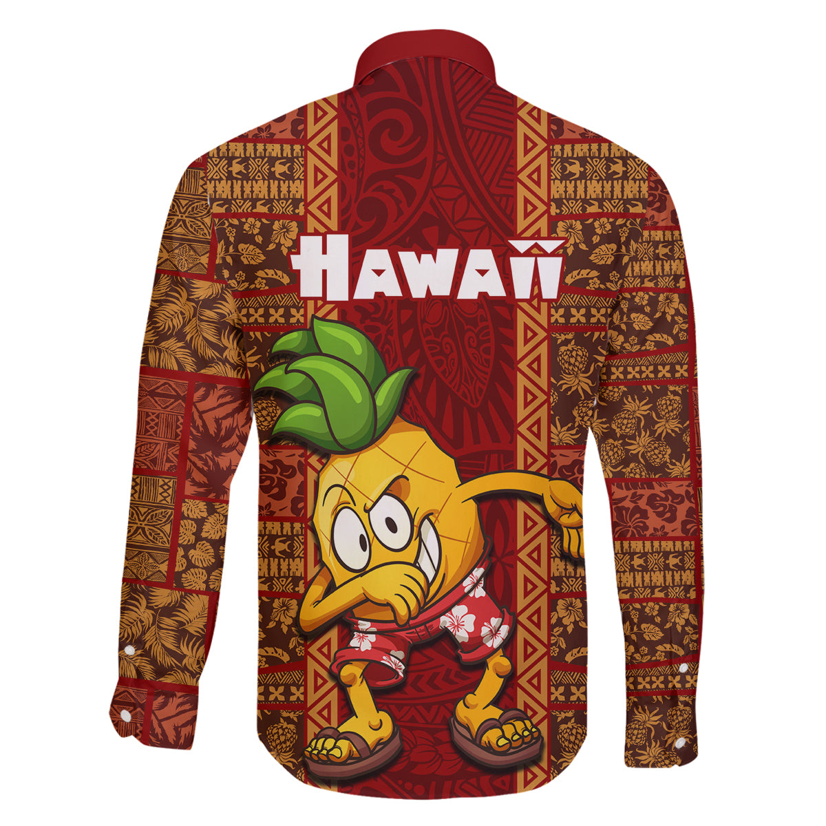 Hawaii Family Matching Long Sleeve Bodycon Dress and Hawaiian Shirt Aloha Funny Pineapple Mix Kakau Hawaiian Tribal LT03 - Polynesian Pride