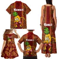 Hawaii Family Matching Tank Maxi Dress and Hawaiian Shirt Aloha Funny Pineapple Mix Kakau Hawaiian Tribal LT03 - Polynesian Pride