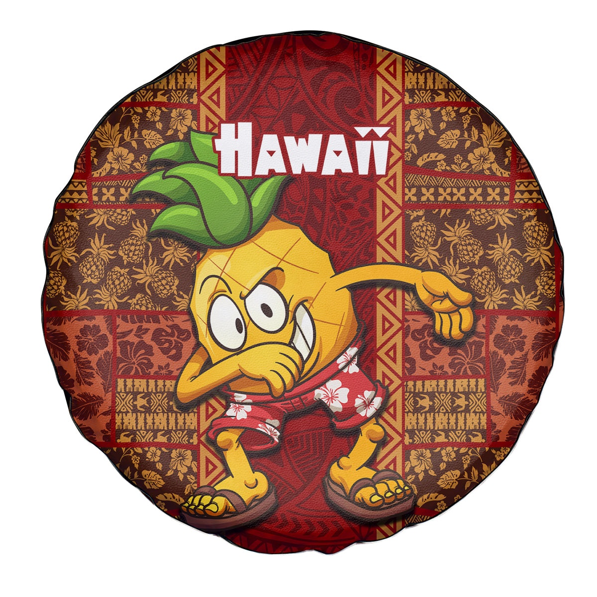Hawaii Spare Tire Cover Aloha Funny Pineapple Mix Kakau Hawaiian Tribal LT03 - Polynesian Pride