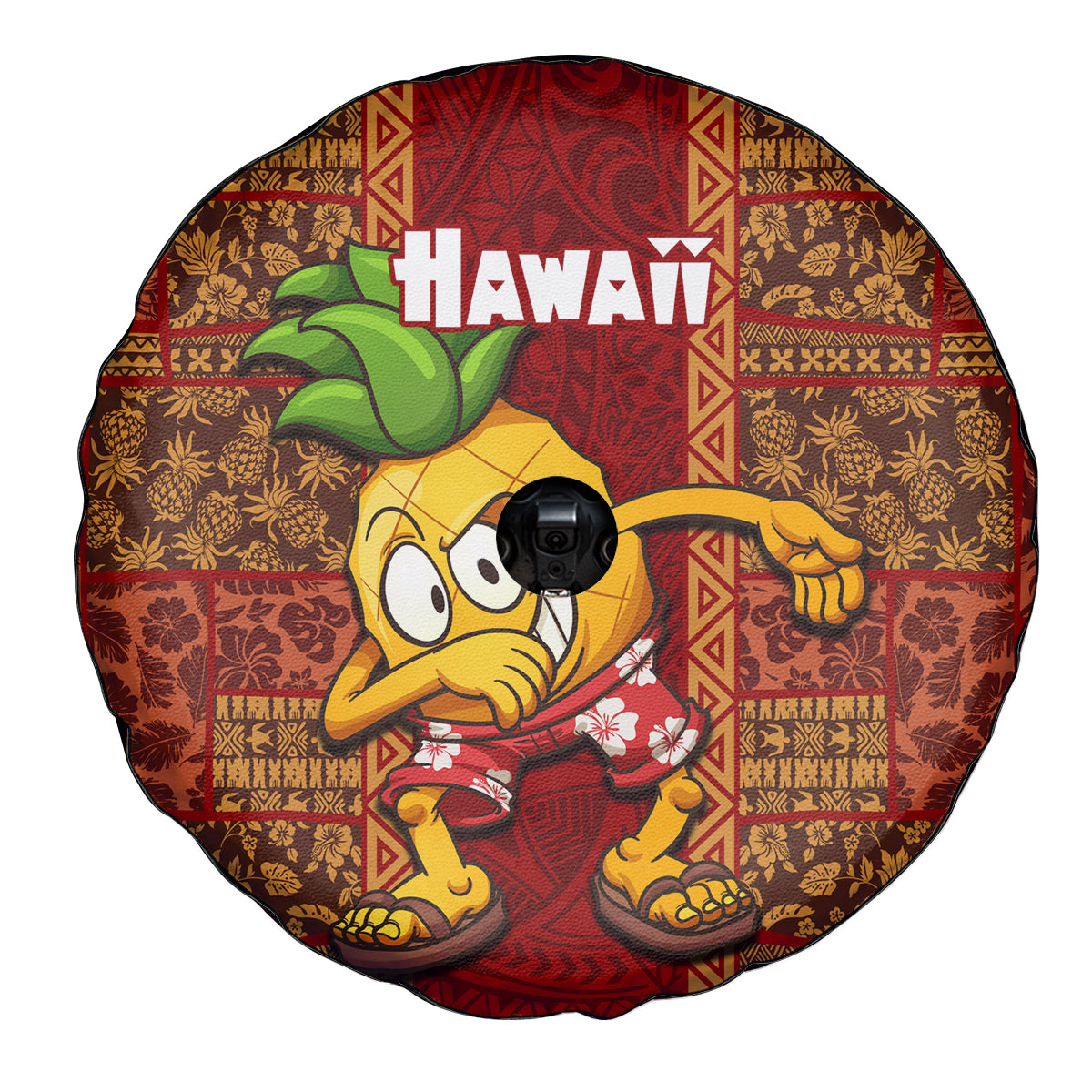Hawaii Spare Tire Cover Aloha Funny Pineapple Mix Kakau Hawaiian Tribal LT03 - Polynesian Pride