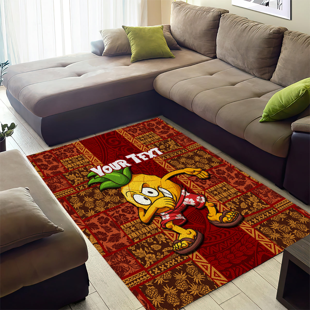 Custom Hawaii Area Rug Aloha Funny Pineapple Mix Kakau Hawaiian Tribal LT03 - Polynesian Pride