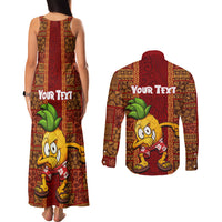 Custom Hawaii Couples Matching Tank Maxi Dress and Long Sleeve Button Shirt Aloha Funny Pineapple Mix Kakau Hawaiian Tribal LT03 - Polynesian Pride