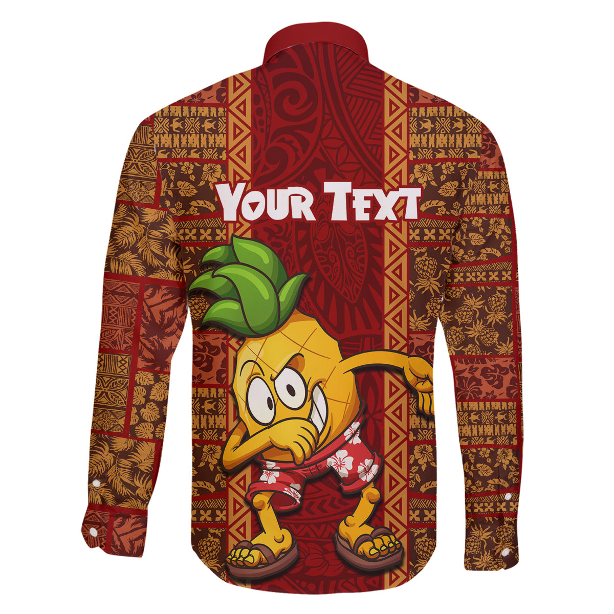 Custom Hawaii Family Matching Off Shoulder Long Sleeve Dress and Hawaiian Shirt Aloha Funny Pineapple Mix Kakau Hawaiian Tribal LT03 - Polynesian Pride