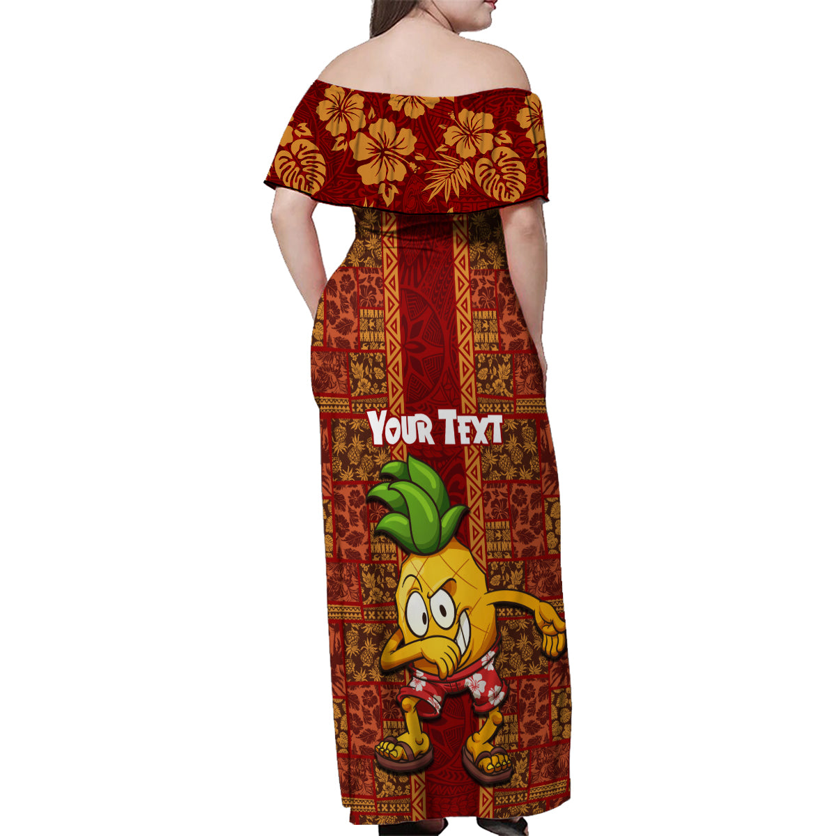 Custom Hawaii Family Matching Off Shoulder Maxi Dress and Hawaiian Shirt Aloha Funny Pineapple Mix Kakau Hawaiian Tribal LT03 - Polynesian Pride