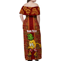 Custom Hawaii Family Matching Off Shoulder Maxi Dress and Hawaiian Shirt Aloha Funny Pineapple Mix Kakau Hawaiian Tribal LT03 - Polynesian Pride