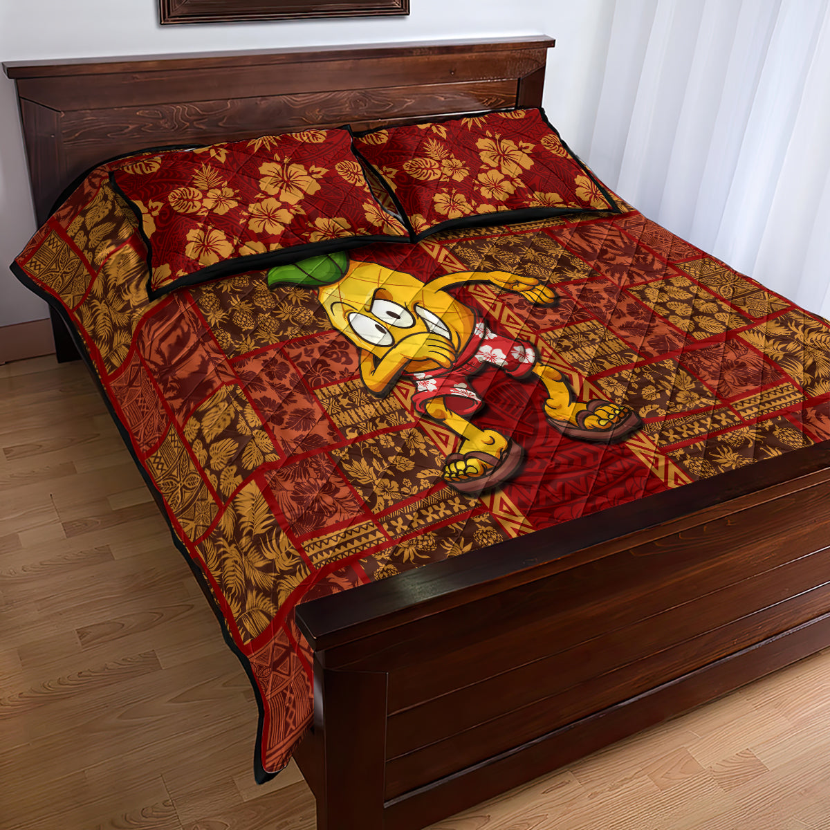 Custom Hawaii Quilt Bed Set Aloha Funny Pineapple Mix Kakau Hawaiian Tribal LT03 - Polynesian Pride