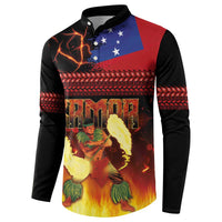 Samoan Siva Afi Button Sweatshirt Tribal Performers of Samoan Fire Knife Dancing LT03 - Polynesian Pride