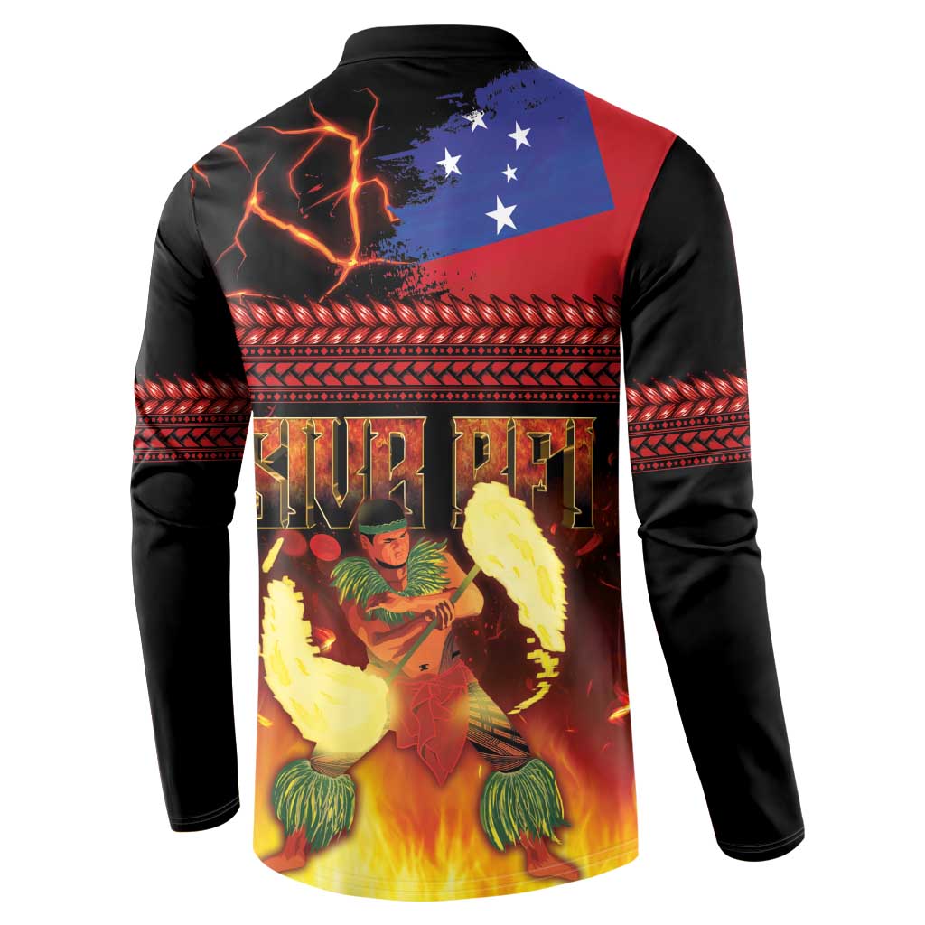 Samoan Siva Afi Button Sweatshirt Tribal Performers of Samoan Fire Knife Dancing LT03 - Polynesian Pride
