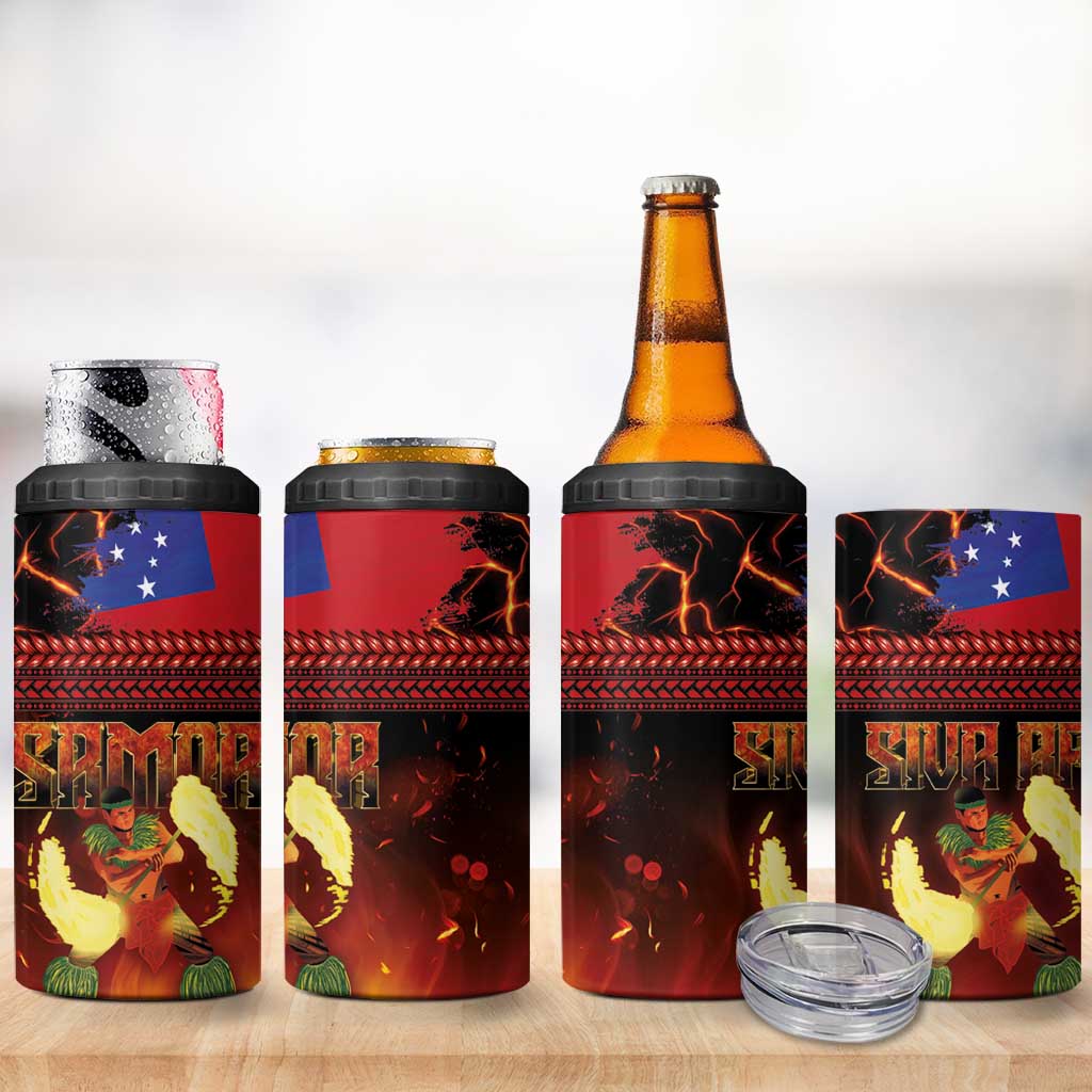 Samoan Siva Afi 4 in 1 Can Cooler Tumbler Tribal Performers of Samoan Fire Knife Dancing