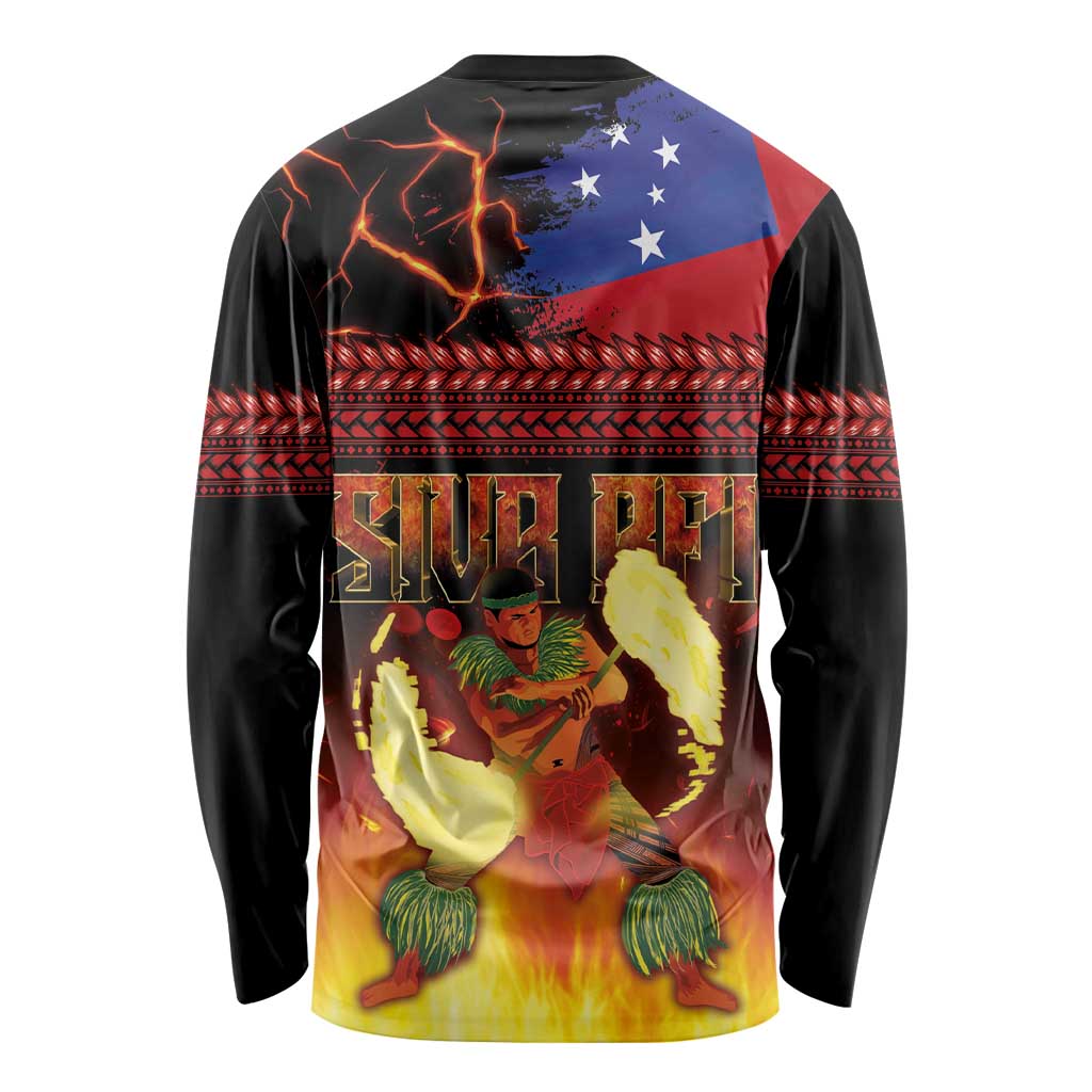 Samoan Siva Afi Long Sleeve Shirt Tribal Performers of Samoan Fire Knife Dancing LT03 - Polynesian Pride