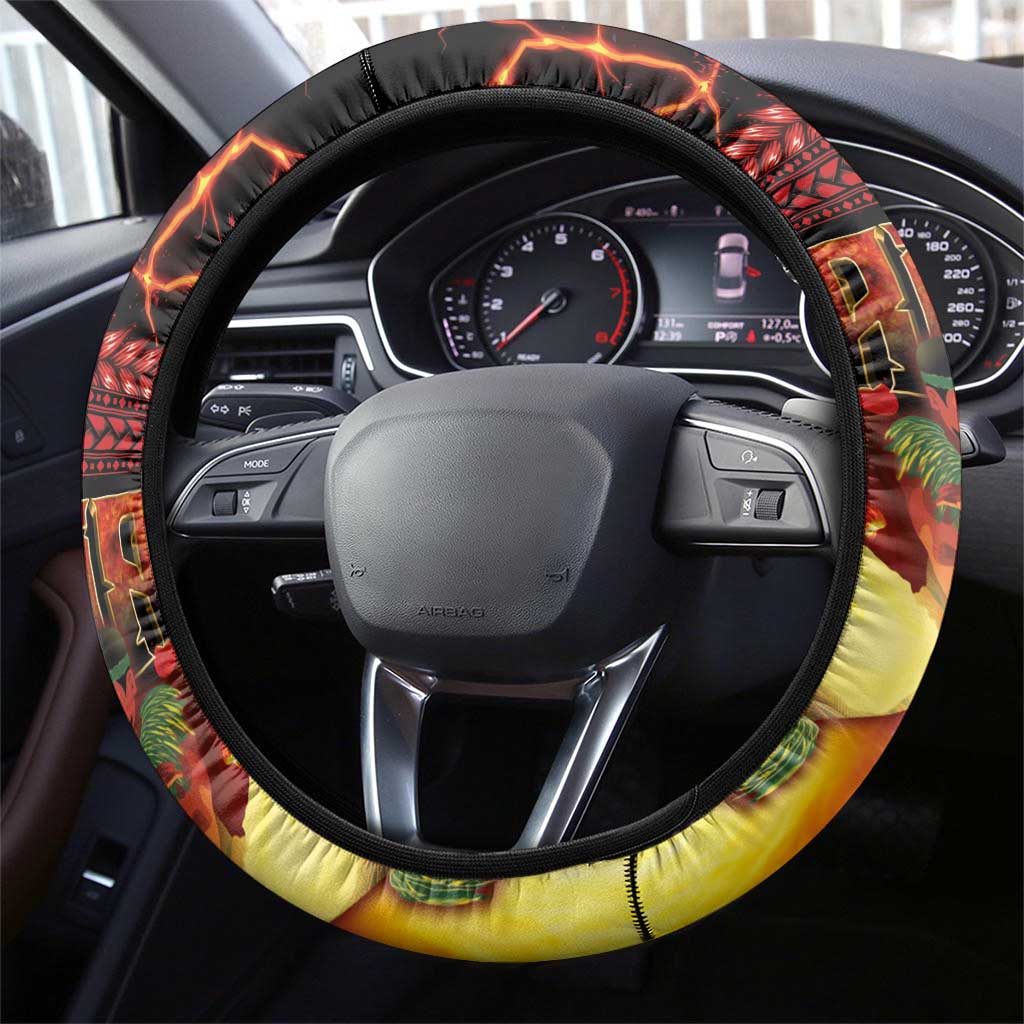 Samoan Siva Afi Steering Wheel Cover Tribal Performers of Samoan Fire Knife Dancing LT03 - Polynesian Pride
