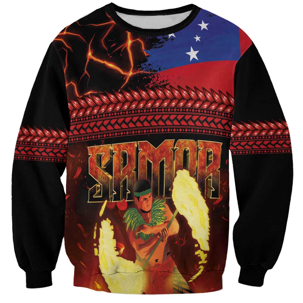 Samoan Siva Afi Sweatshirt Tribal Performers of Samoan Fire Knife Dancing LT03 Unisex Black - Polynesian Pride