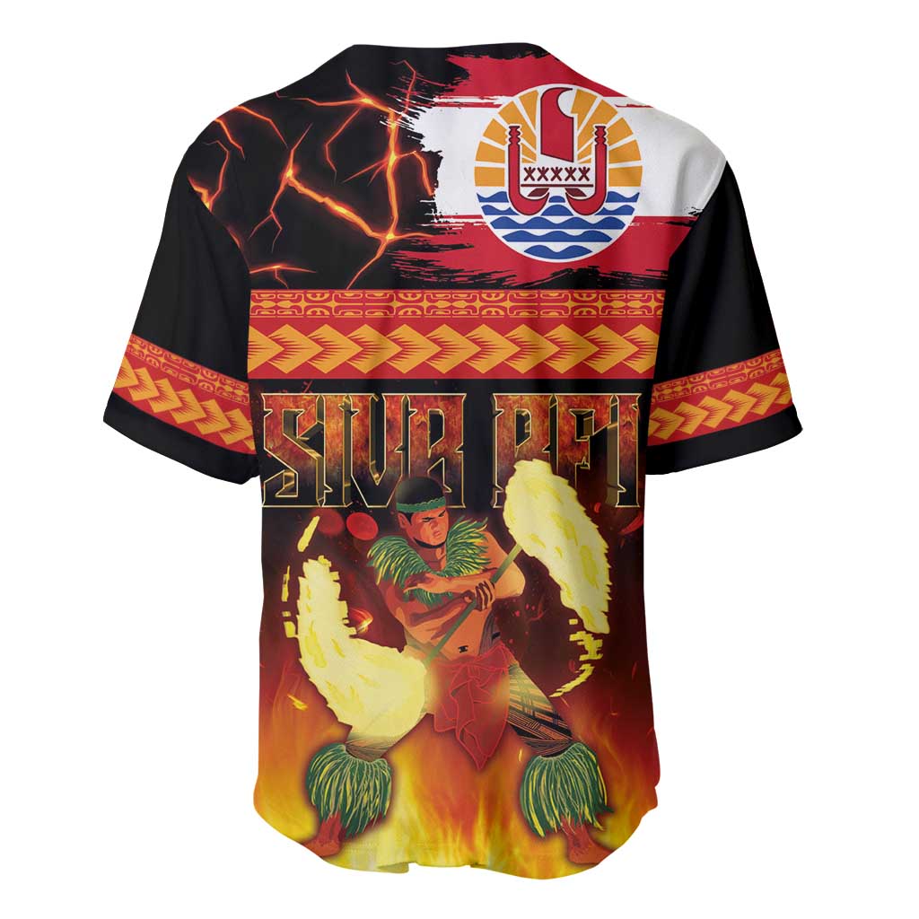 Tahitian Siva Afi Baseball Jersey Tribal Performers of Tahitian Fire Knife Dancing