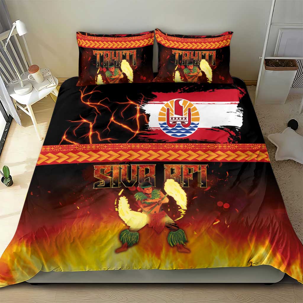 Tahitian Siva Afi Bedding Set Tribal Performers of Tahitian Fire Knife Dancing
