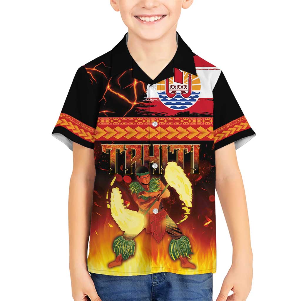 Tahitian Siva Afi Kid Hawaiian Shirt Tribal Performers of Tahitian Fire Knife Dancing LT03 Kid Black - Polynesian Pride