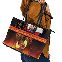Tahitian Siva Afi Leather Tote Bag Tribal Performers of Tahitian Fire Knife Dancing