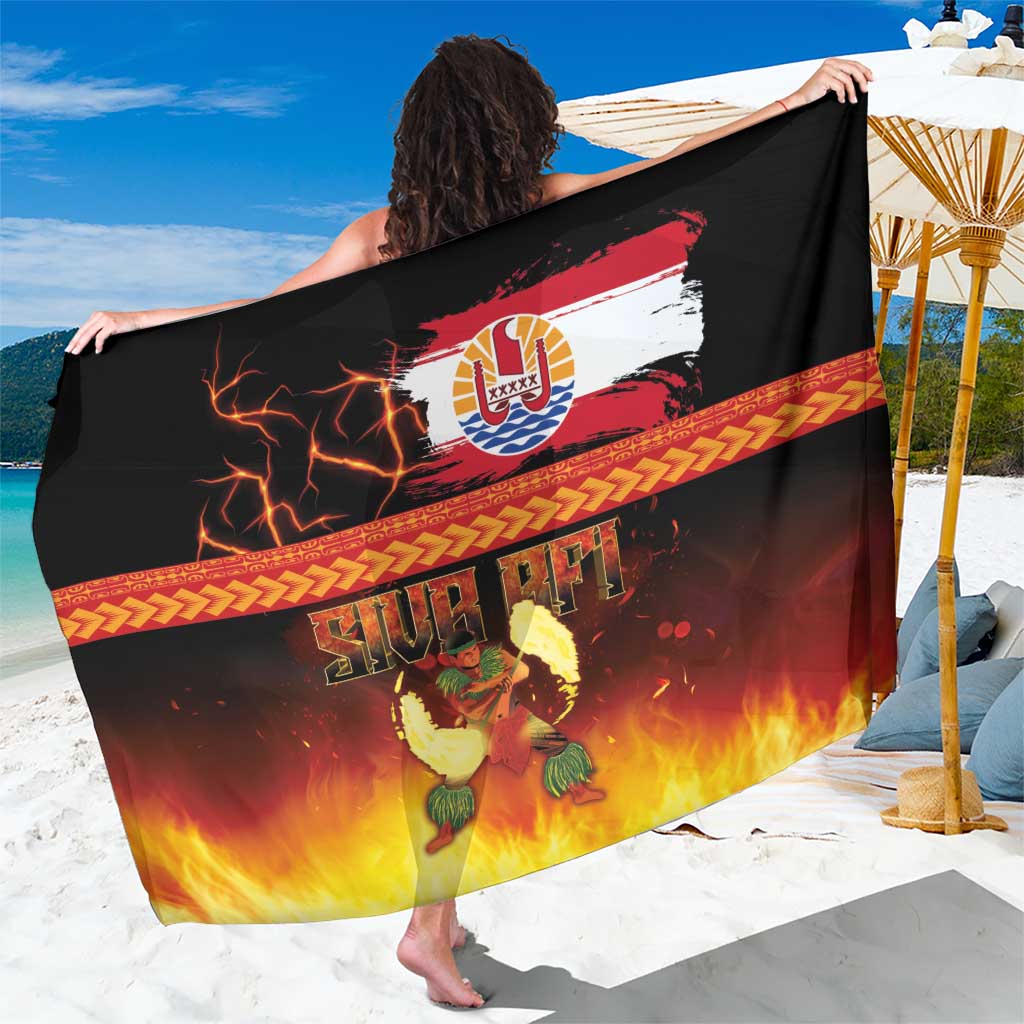 Tahitian Siva Afi Sarong Tribal Performers of Tahitian Fire Knife Dancing LT03 One Size 44 x 66 inches Black - Polynesian Pride