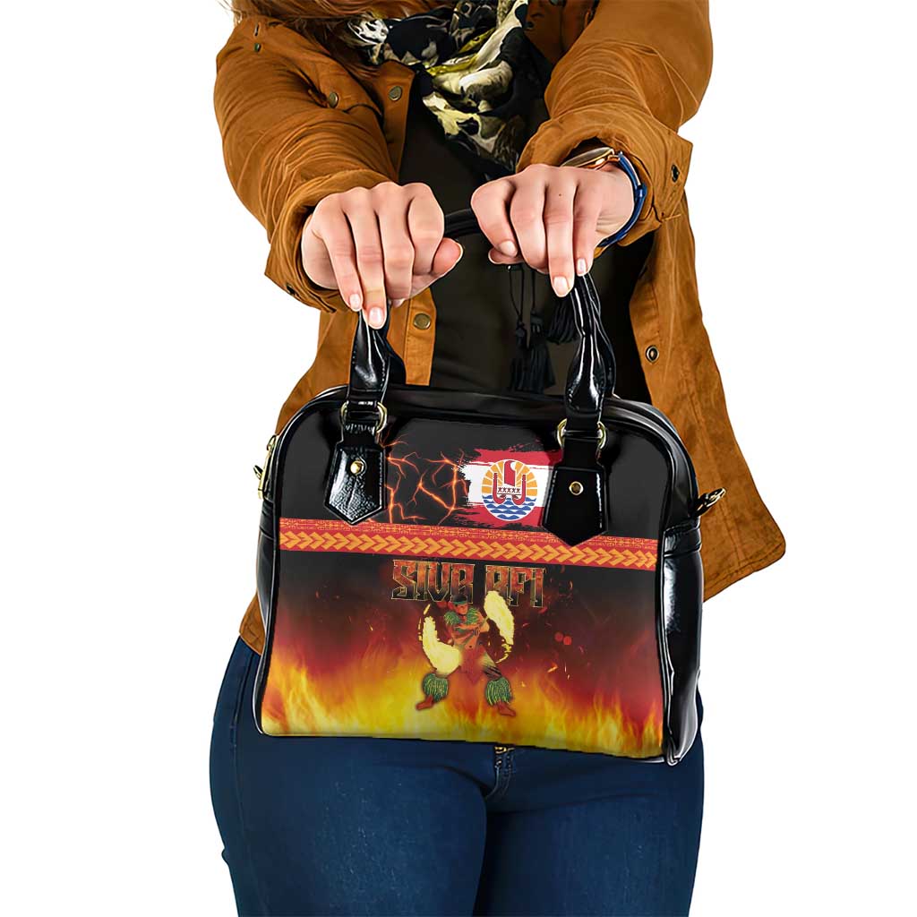 Tahitian Siva Afi Shoulder Handbag Tribal Performers of Tahitian Fire Knife Dancing LT03 One Size Black - Polynesian Pride