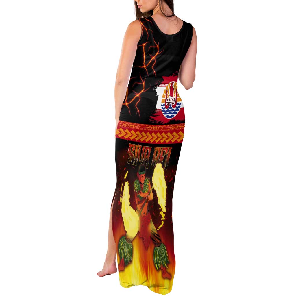 Tahitian Siva Afi Tank Maxi Dress Tribal Performers of Tahitian Fire Knife Dancing