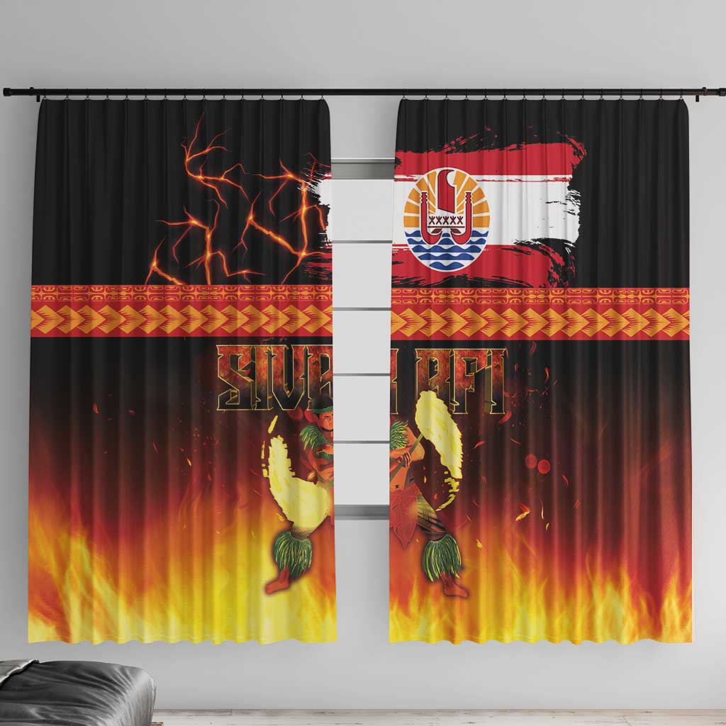 Tahitian Siva Afi Window Curtain Tribal Performers of Tahitian Fire Knife Dancing LT03 With Hooks Black - Polynesian Pride