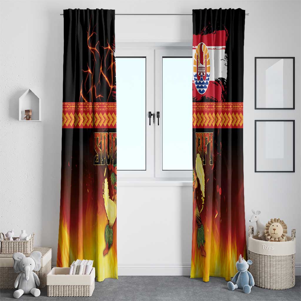 Tahitian Siva Afi Window Curtain Tribal Performers of Tahitian Fire Knife Dancing