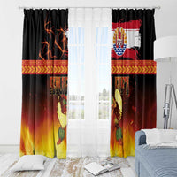 Tahitian Siva Afi Window Curtain Tribal Performers of Tahitian Fire Knife Dancing