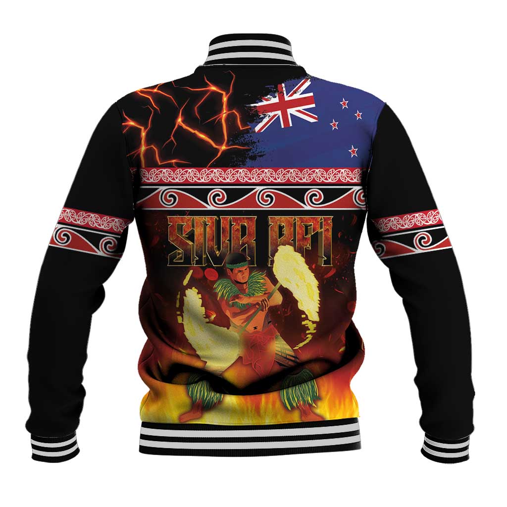Aotearoa Siva Afi Baseball Jacket Tribal Performers of Aotearoa Fire Knife Dancing LT03 - Polynesian Pride