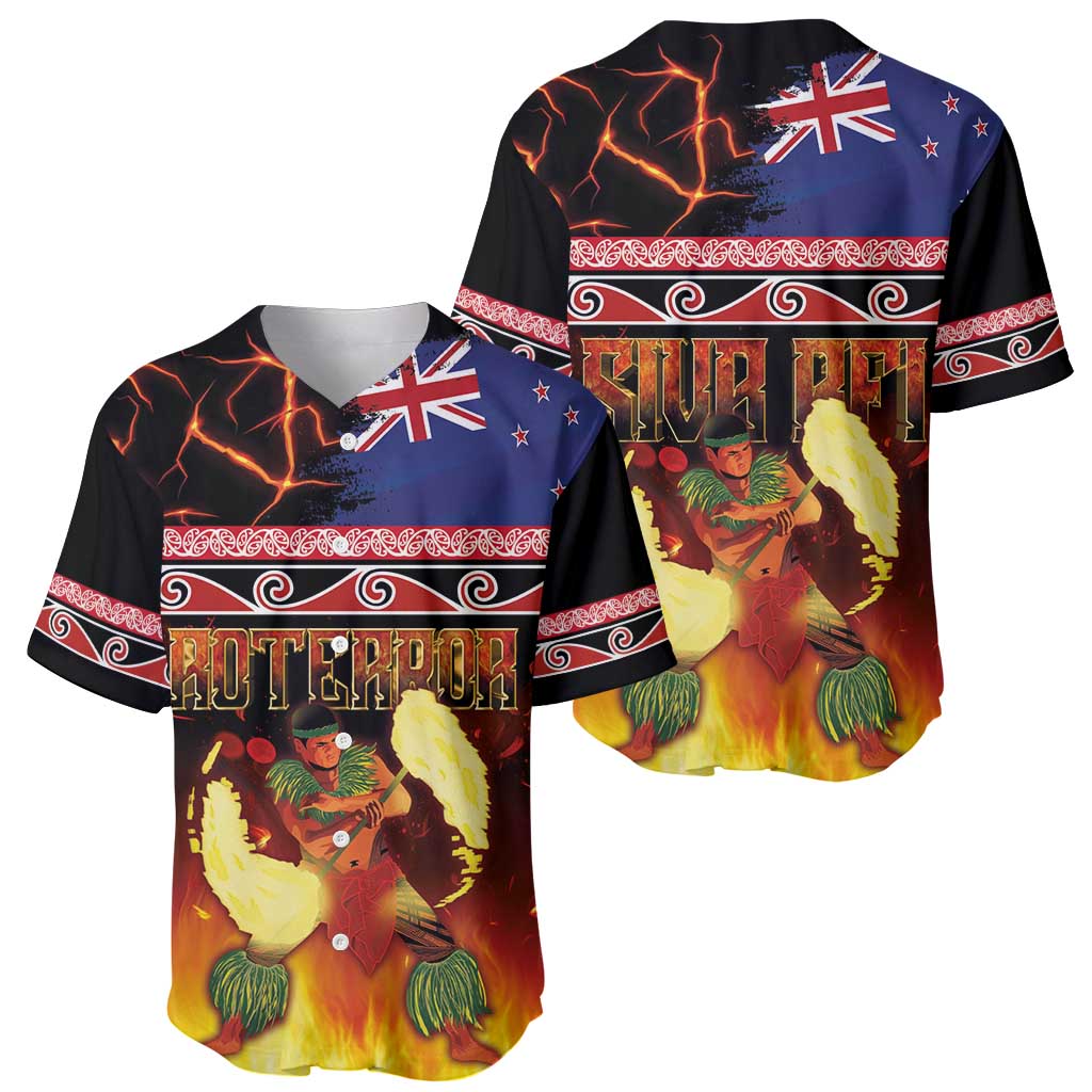 Aotearoa Siva Afi Baseball Jersey Tribal Performers of Aotearoa Fire Knife Dancing LT03 - Polynesian Pride