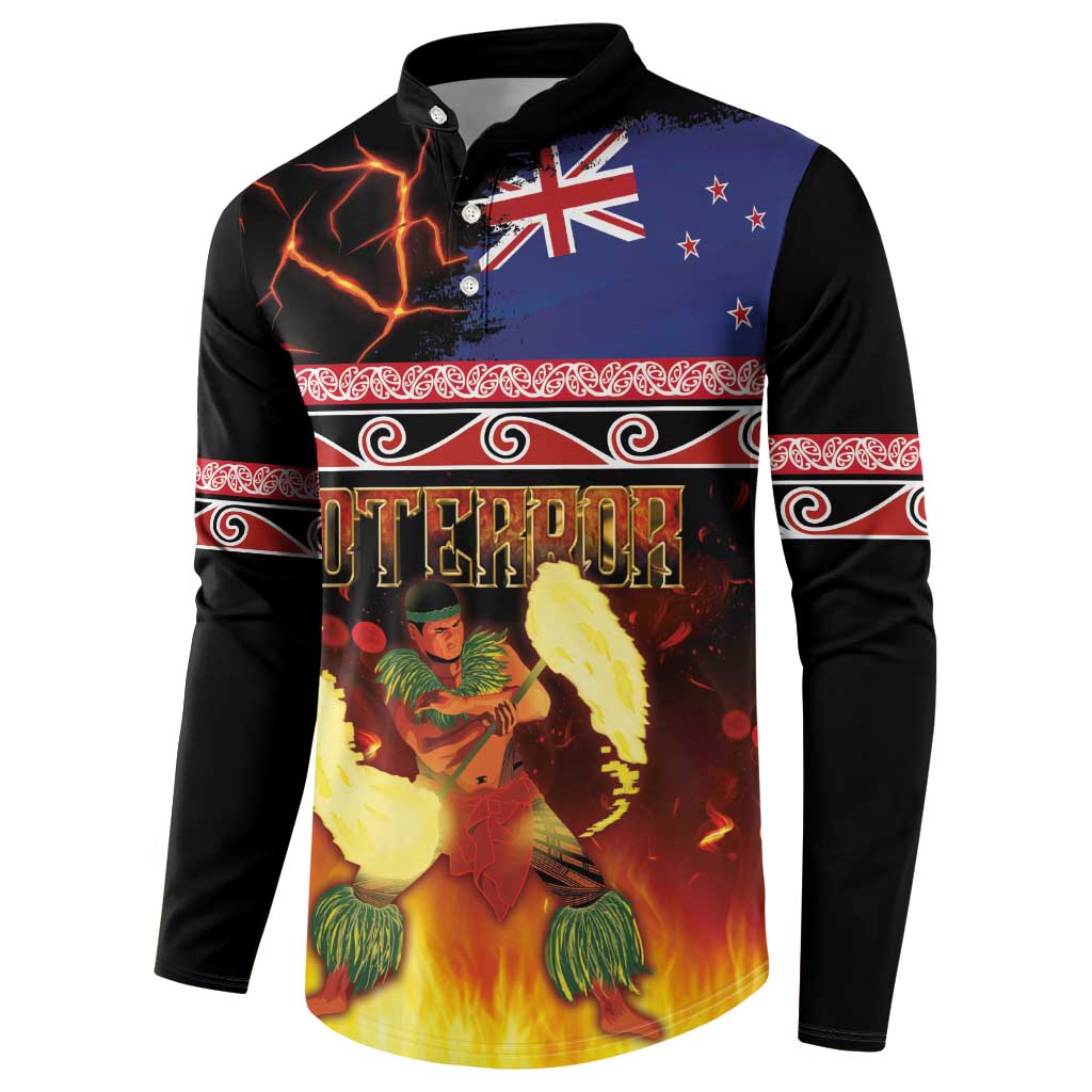 Aotearoa Siva Afi Button Sweatshirt Tribal Performers of Aotearoa Fire Knife Dancing LT03 - Polynesian Pride