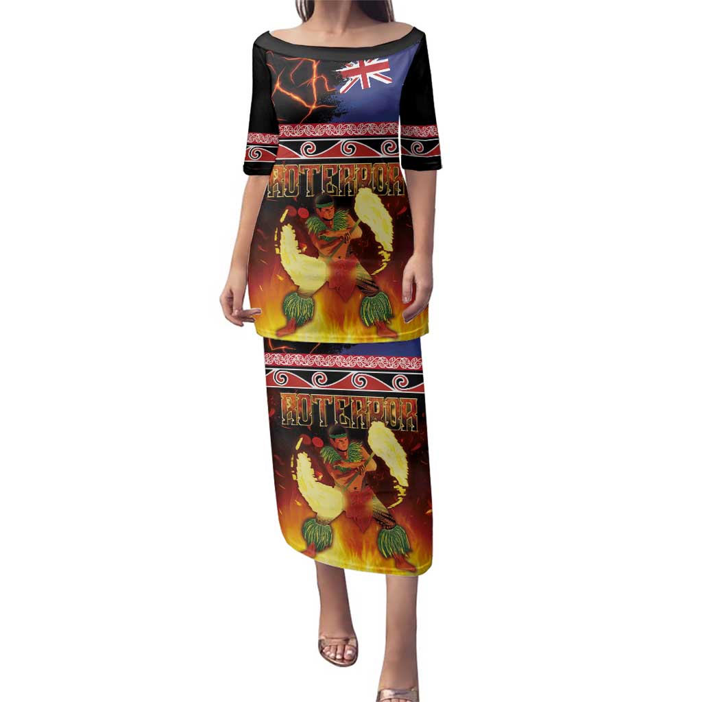 Aotearoa Siva Afi Family Matching Puletasi and Hawaiian Shirt Tribal Performers of Aotearoa Fire Knife Dancing