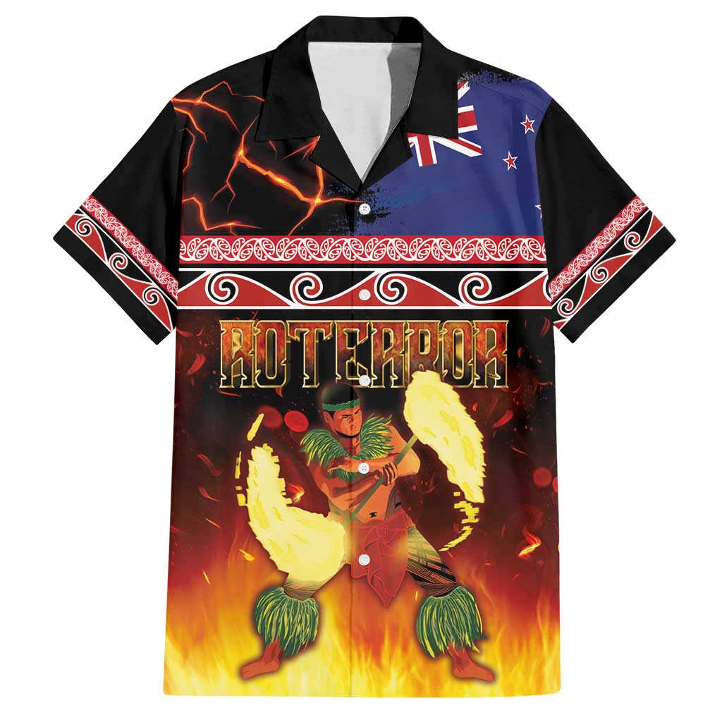 Aotearoa Siva Afi Family Matching Tank Maxi Dress and Hawaiian Shirt Tribal Performers of Aotearoa Fire Knife Dancing LT03 Dad's Shirt - Short Sleeve Black - Polynesian Pride
