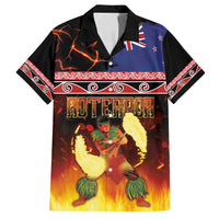 Aotearoa Siva Afi Family Matching Tank Maxi Dress and Hawaiian Shirt Tribal Performers of Aotearoa Fire Knife Dancing LT03 Dad's Shirt - Short Sleeve Black - Polynesian Pride