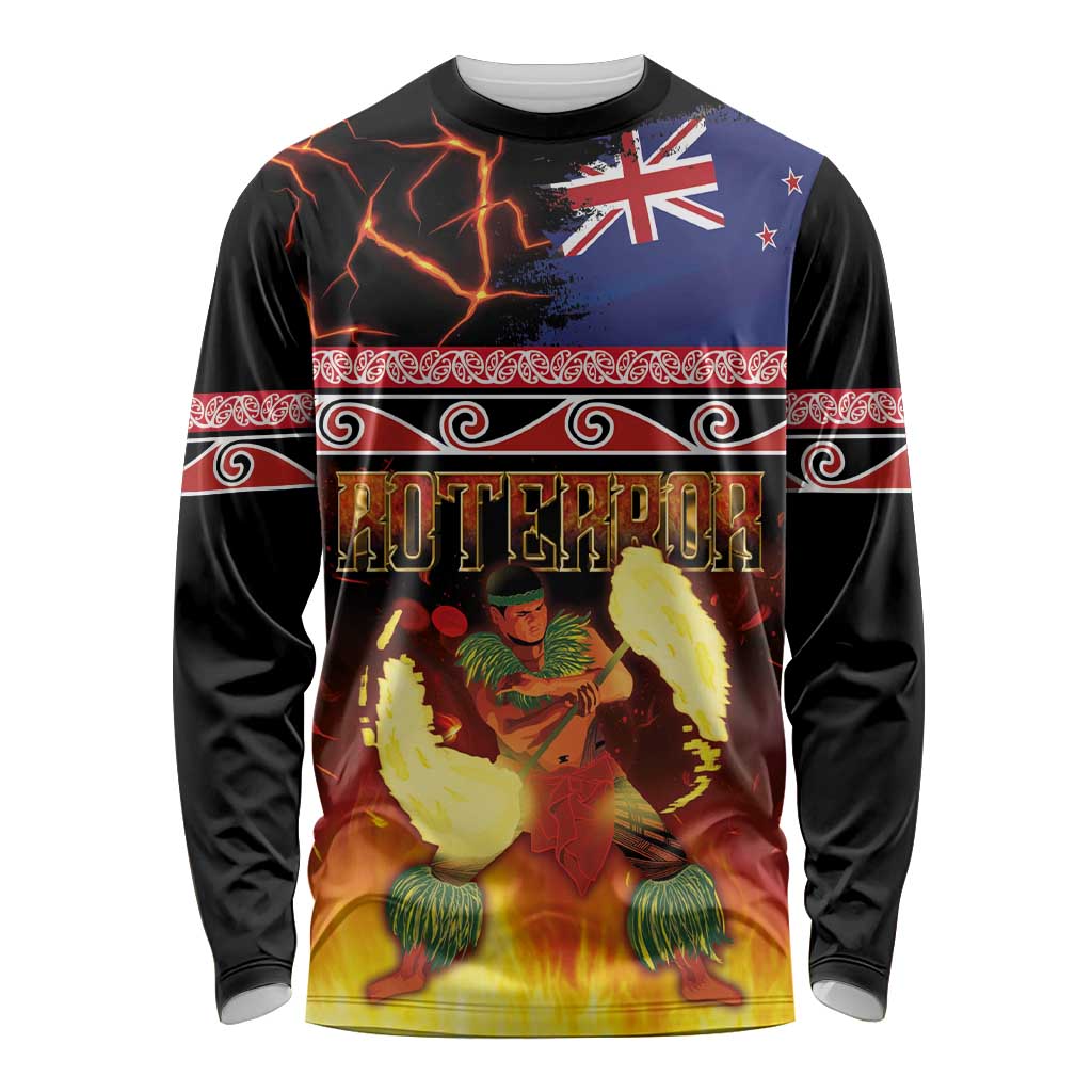 Aotearoa Siva Afi Long Sleeve Shirt Tribal Performers of Aotearoa Fire Knife Dancing LT03 Unisex Black - Polynesian Pride