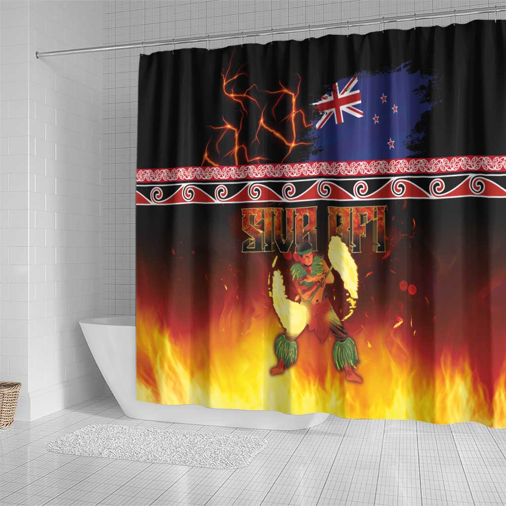 Aotearoa Siva Afi Shower Curtain Tribal Performers of Aotearoa Fire Knife Dancing