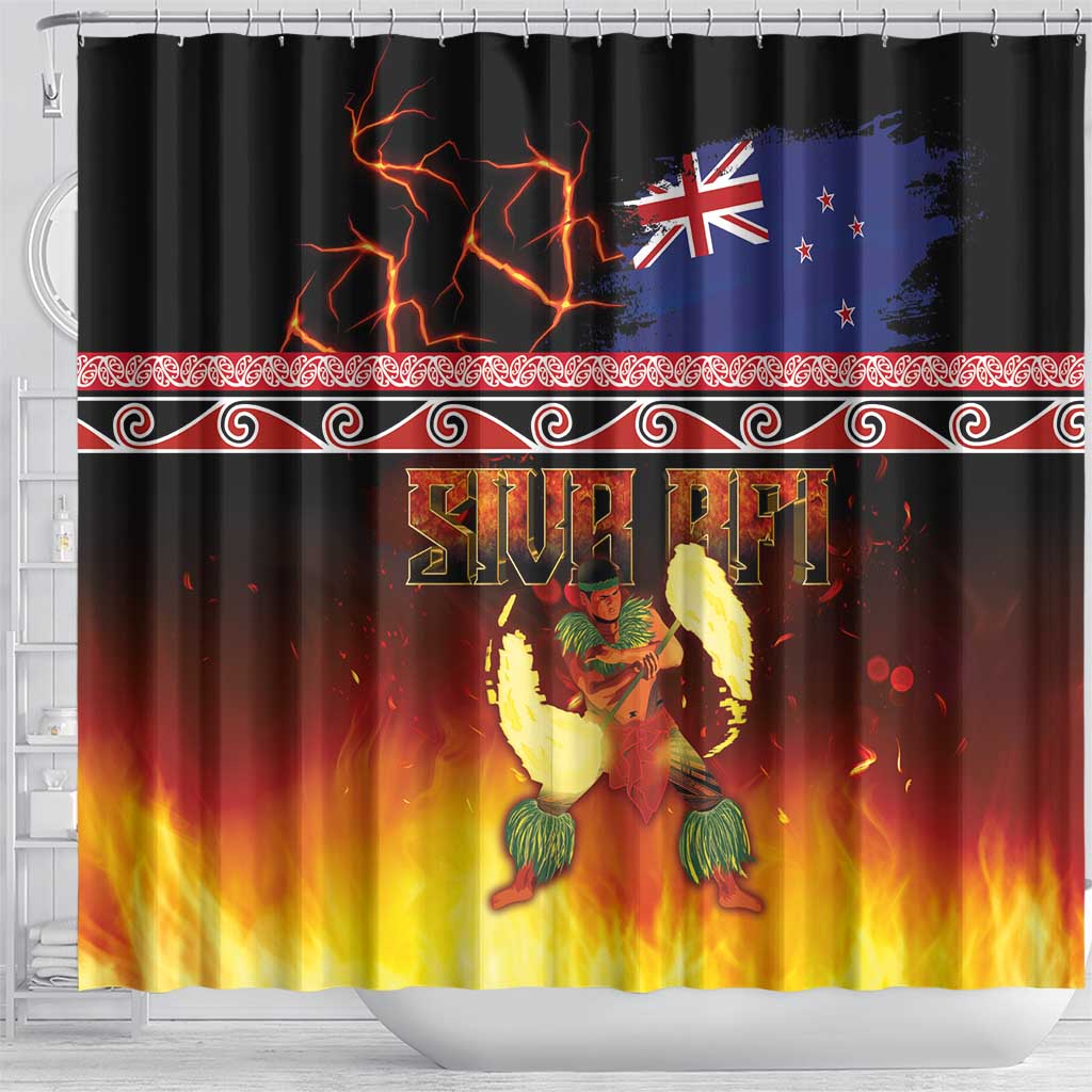 Aotearoa Siva Afi Shower Curtain Tribal Performers of Aotearoa Fire Knife Dancing