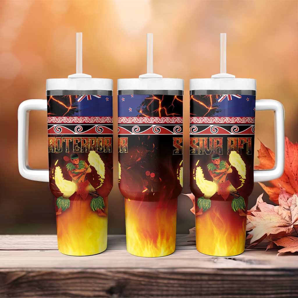 Aotearoa Siva Afi Tumbler With Handle Tribal Performers of Aotearoa Fire Knife Dancing LT03 - Polynesian Pride