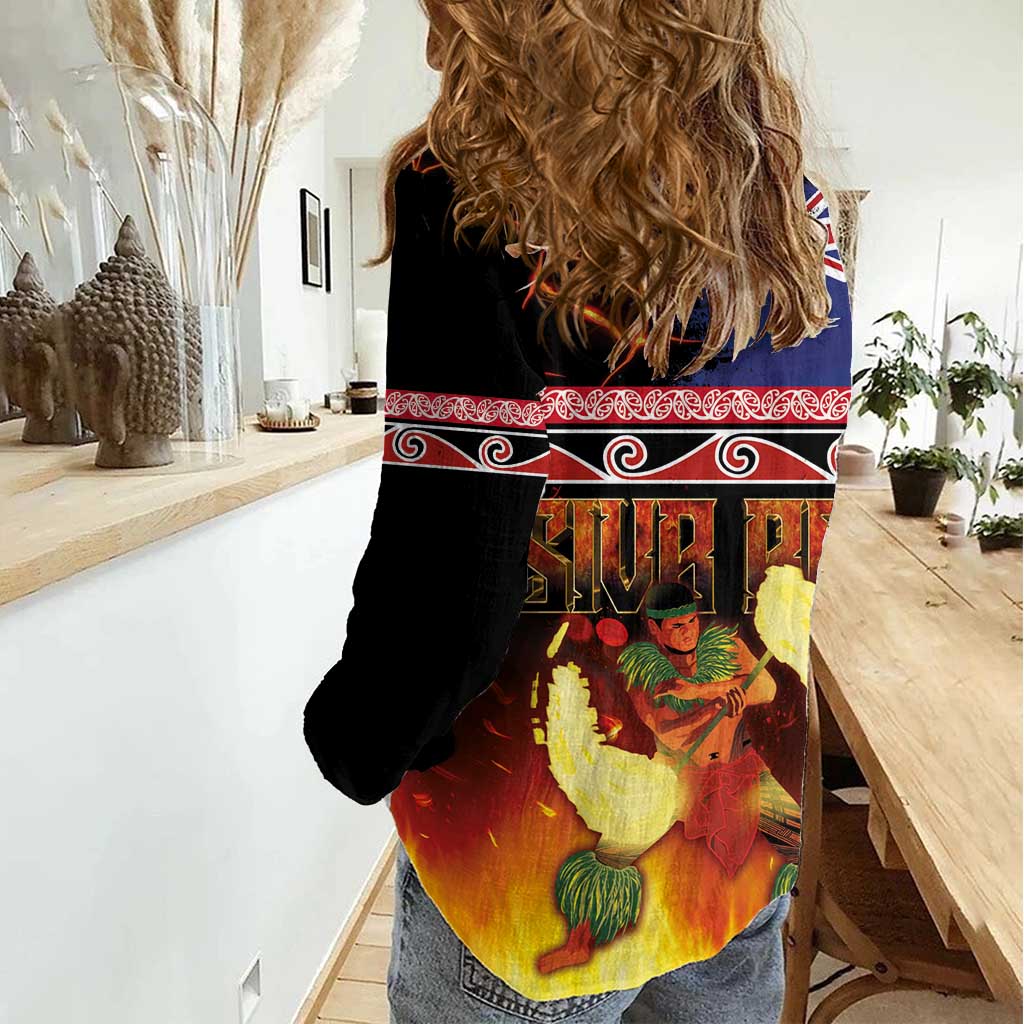 Aotearoa Siva Afi Women Casual Shirt Tribal Performers of Aotearoa Fire Knife Dancing