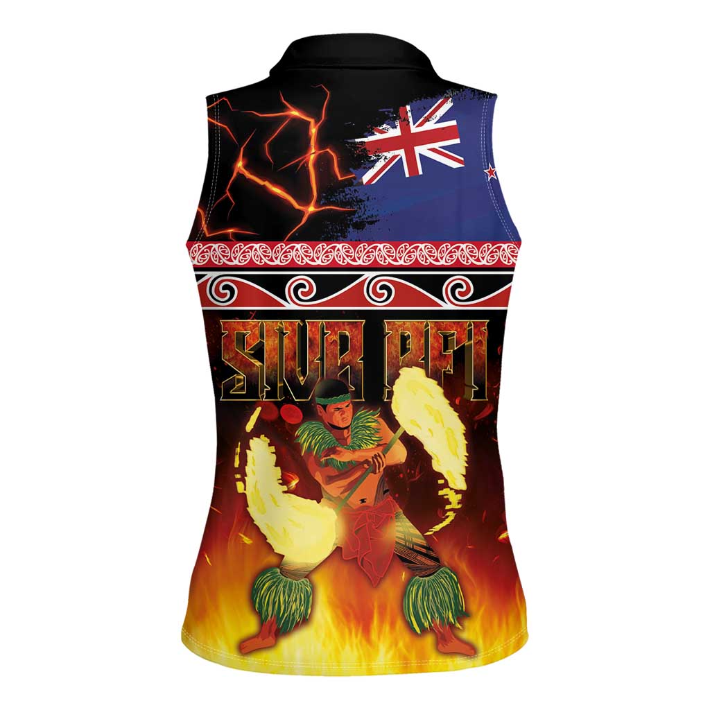 Aotearoa Siva Afi Women Sleeveless Polo Shirt Tribal Performers of Aotearoa Fire Knife Dancing