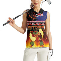 Aotearoa Siva Afi Women Sleeveless Polo Shirt Tribal Performers of Aotearoa Fire Knife Dancing