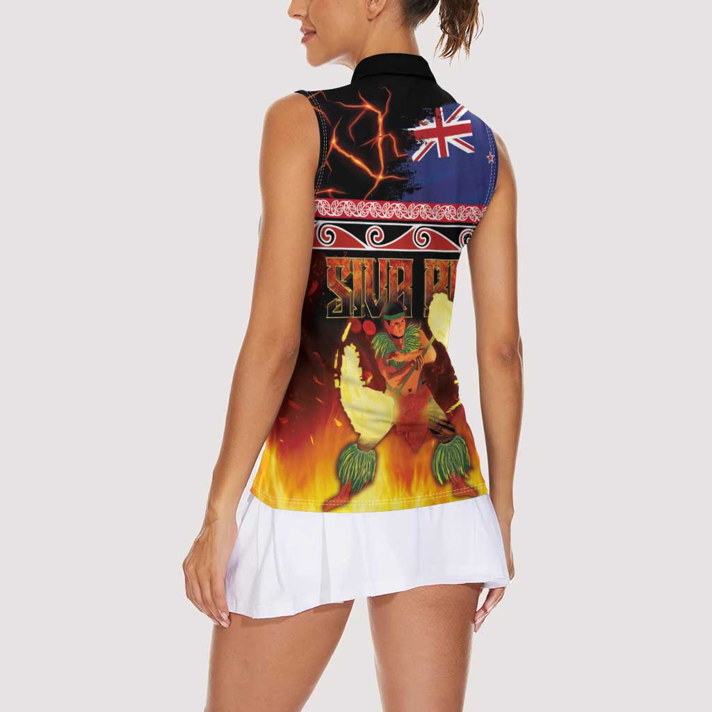 Aotearoa Siva Afi Women Sleeveless Polo Shirt Tribal Performers of Aotearoa Fire Knife Dancing