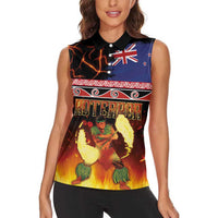 Aotearoa Siva Afi Women Sleeveless Polo Shirt Tribal Performers of Aotearoa Fire Knife Dancing