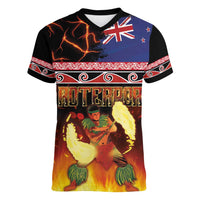 Aotearoa Siva Afi Women V-Neck T-Shirt Tribal Performers of Aotearoa Fire Knife Dancing