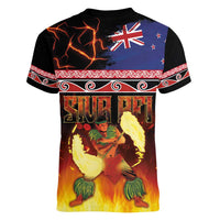 Aotearoa Siva Afi Women V-Neck T-Shirt Tribal Performers of Aotearoa Fire Knife Dancing
