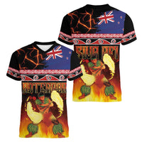 Aotearoa Siva Afi Women V-Neck T-Shirt Tribal Performers of Aotearoa Fire Knife Dancing