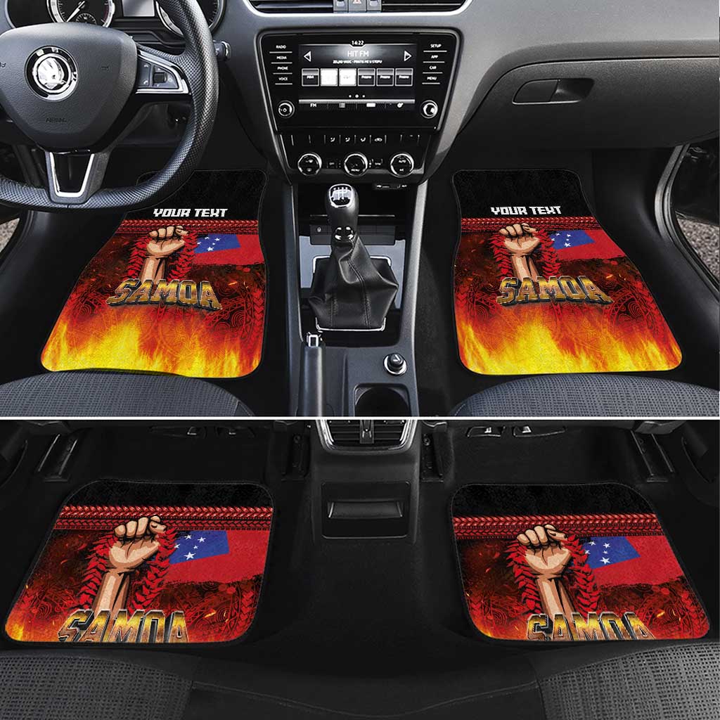 Personalised Samoan Spirit - Samoa Tribal Heritage Car Mats LT03 Set 4pcs Black - Polynesian Pride