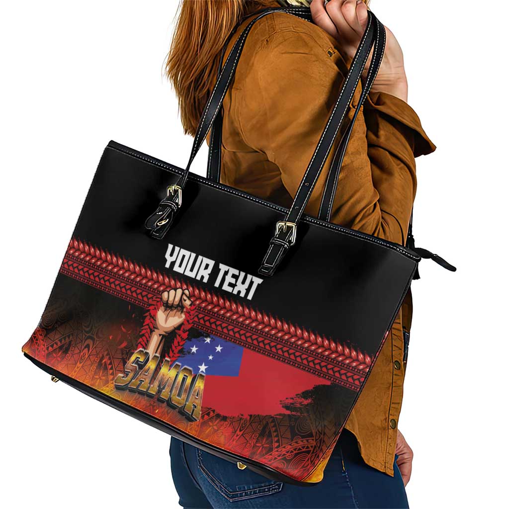 Personalised Samoan Spirit - Samoa Tribal Heritage Leather Tote Bag